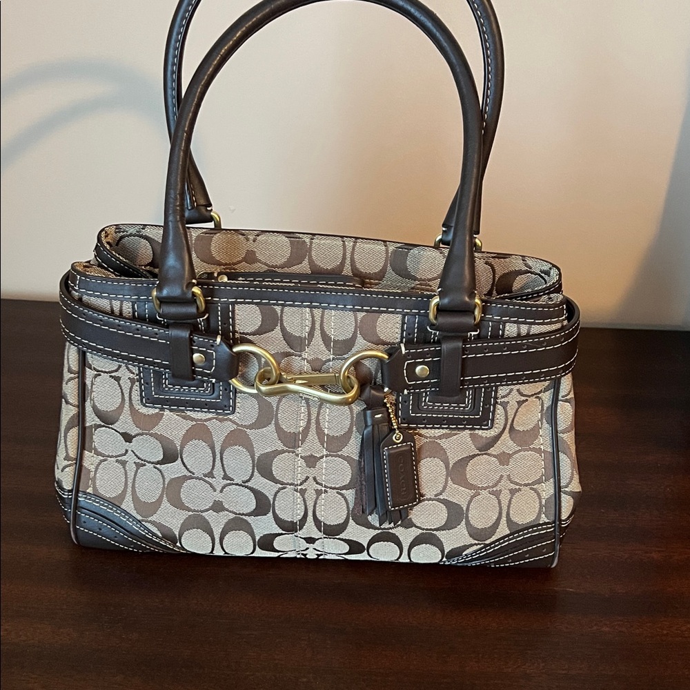 Coach Brown and Tan Signature Tote